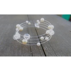 Armreif vierreihig, Perlen, Kristall, Glitzerarmband,