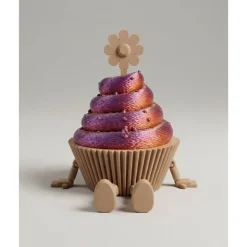 Artikulierter Cupcake-Freund aus PLA – bewegliche Beine, Blumendetail