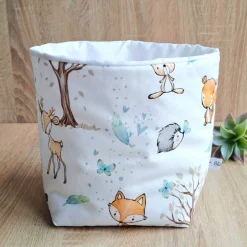 Aufbewahrungskorb Waldtiere, Windelkörbchen, Stoffkorb Wickeltisch, Montessori Spielzeukorb, Baumwollkorb, Wickelko
