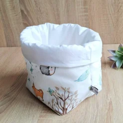 Aufbewahrungskorb Waldtiere, Windelkörbchen, Stoffkorb Wickeltisch, Montessori Spielzeukorb, Baumwollkorb, Wickelko