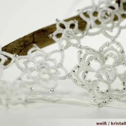 auffällige Statementkette Isabella aus weißer Baumwolle mit Glasperlen und Verschluss 925er Silber