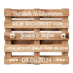 Aufkleber für Palette Richtfest , Palettenaufkleber Bauherren Partyschild, personalisiert