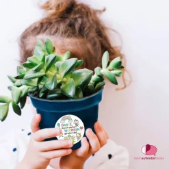 Aufkleber Kindergarten Abschied | Danke, dass Ihr uns beim Wachsen geholfen habt - Kinder mit Regenbogen