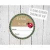 Aufkleber Schulkind DIY rund 4cm mit Marienkäfer Name Klasse Kraftpapieroptik