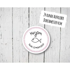 Aufkleber Taufe individuell Mädchen 24 Stück