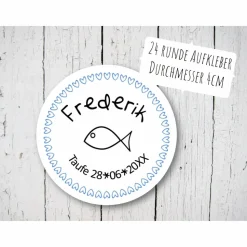 Aufkleber Taufe individuell Junge 24 Stück