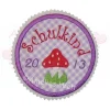Aufnäher Schulkind  Button Applikation Bügelbild zur einschulung erster schultag lila flieder kariert gestickt