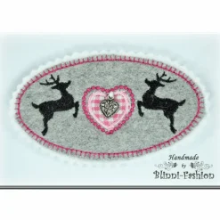 Aufnäher Tracht - Hirsch Medaillon - Applikation gestickt zum Oktoberfest, XXL Farbwahl