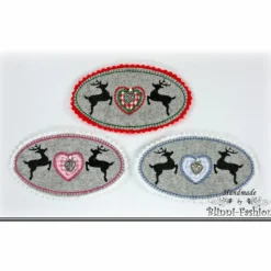 Aufnäher Tracht - Hirsch Medaillon - Applikation gestickt zum Oktoberfest, XXL Farbwahl