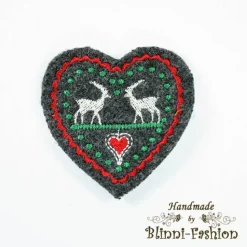 Aufnäher Tracht - HIRSCH und HERZ- Aufnäher Applikation gestickt Oktoberfest, Farbwahl