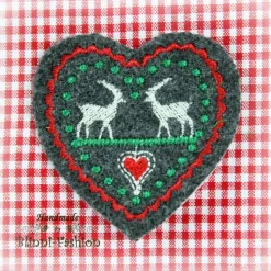 Aufnäher Tracht - HIRSCH und HERZ- Aufnäher Applikation gestickt Oktoberfest, Farbwahl