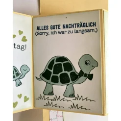Aufwendig gestaltete Geburtstagskarte - Nachträgliche Gratulation 3D  PopUp Karte -  Besonders geformte Karte