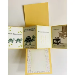 Aufwendig gestaltete Geburtstagskarte - Nachträgliche Gratulation 3D  PopUp Karte -  Besonders geformte Karte