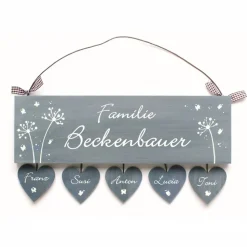 ausgefallenes Geschenk für Familien, Türschild Pusteblume aus Holz mit Namen personalisiert, Familiengeschenk Holzschild