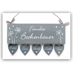 ausgefallenes Geschenk für Familien, Türschild Pusteblume aus Holz mit Namen personalisiert, Familiengeschenk Holzschild