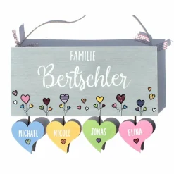 ausgefallenes Hochzeitsgeschenk für das Brautpaar, Türschild Familie personalisiert mit Namen, Geschenk zur Hochzeit, individuell, besonders, einzigartig, wetterfest, einmalig
