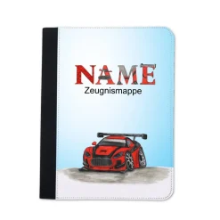 Auto Zeugnismappe personalisiert | Zeugnismappe Jungen | Zeugnismappe mit Namen | Urkundenmappe Rennwagen