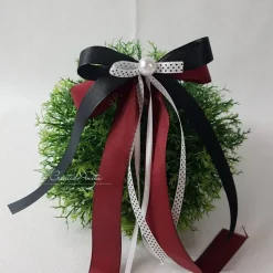 Autoschleifen BORDEAUX-SCHWARZ DOTS Antenne - Rockabilly-Stil - 10 Stück