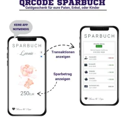 Baby Geldgeschenk | Digitales Sparkonto | Personalisiertes QrCode Bild | Motiv Geburt Rosa