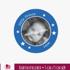 Babyaufkleber zur Geburt | Sterne - personaliserbar mit Babyfoto