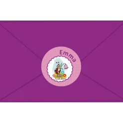 Babyaufkleber zur Geburt | Kleiner Marienkäfer mit Glockenblume