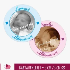 Babyaufkleber zur Geburt | personaliserbar mit Babyfoto