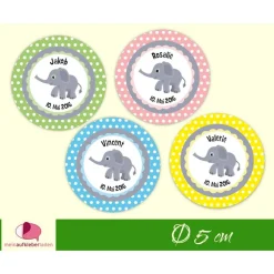 Babyaufkleber zur Geburt | niedlicher Elefant mit Pünktchen