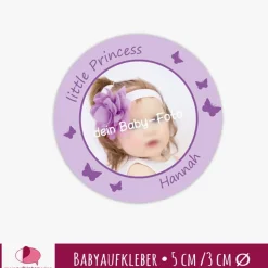 Babyaufkleber zur Geburt | Schmetterlinge - personaliserbar mit Babyfoto