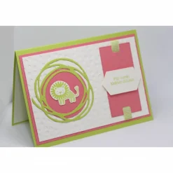 Babykarte "Löwe" in limettengrün und rosa