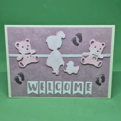 Babymotive Karte / Geburtskarte Spruch Welcome / Glückwunschkarte Geburt Mädchen / Babykarte Mädchen / Geschenkidee