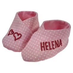 Babyschuhe Punkte mit Namen grün  personalisiertes Taufgeschenk Geschenk Geburt eines Jungen