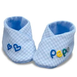 Babyschuhe rosa kariert mit Namen personalisiertes Taufgeschenk Geschenk zur Geburt für Mädchen