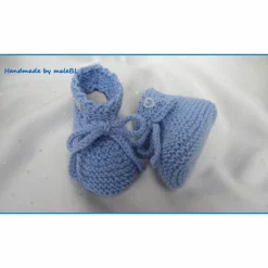 Babyschuhe, Strickschuhe, 0-3 Monate, handgestrickt, blau