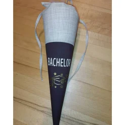 Bachelor, Abschlusstüte, Glückwunschtüte - Braun gestrichelt personalisierbar mit Namen