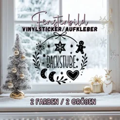 Backstube Kekse Plätzchen Aufkleber Fensterbild für die Weihnachtsbäckerei