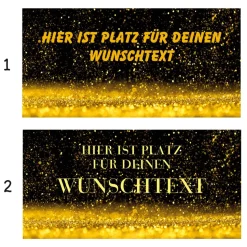 Banner Event 100 x 50 cm - personalisierbar | goldener Glitter - personalisierbar mit Wunschtext