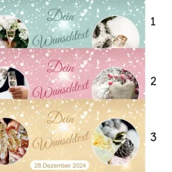 Banner Event 100 x 50 cm - personalisierbar mit 2 Fotos und Wunschtext | Schneesterne-Glitzer