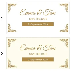 Banner Hochzeit 100 x 50 cm - personalisierbar | goldfarbene Ornamente - personalisierbar mit Wunschtext