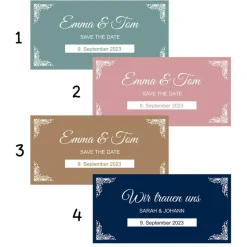 Banner Hochzeit 100 x 50 cm - personalisierbar | weiße Ornamente - personalisierbar mit Wunschtext