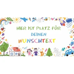Banner Kinderevent 100 x 50 cm  | Kindergartenfest - bunte Kindermotive - Kinderzeichnung - Kindergartenabschluss
