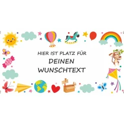 Banner Kinderevent 100 x 50 cm  | Bunte Kindermotive - personalisierbar mit Wunschtext - Kindergarten