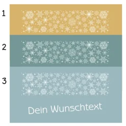 Banner Winterzeit 100 x 50 cm - personalisierbar | weiße Schneesterne - personalisierbar mit Wunschtext