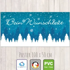 Banner Winterzeit 100 x 50 cm - personalisierbar | Winterwald - personalisierbar mit Wunschtext