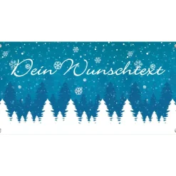 Banner Winterzeit 100 x 50 cm - personalisierbar | Winterwald - personalisierbar mit Wunschtext