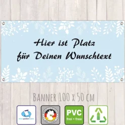 Banner Winterzeit 100 x 50 cm - personalisierbar | Pflanzen-Ornamente - personalisierbar mit Wunschtext