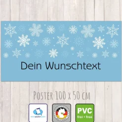 Banner Winterzeit 100 x 50 cm - personalisierbar | Schneesterne - personalisierbar mit Wunschtext