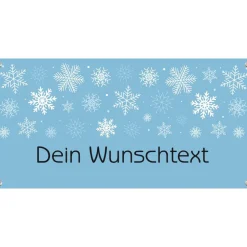 Banner Winterzeit 100 x 50 cm - personalisierbar | Schneesterne - personalisierbar mit Wunschtext