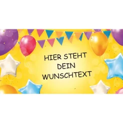 Banner zur Einschulung - Kinderparty - Jubiläum 100 x 50 cm | Bunte Luftballons - gelb