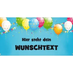 Banner zur Einschulung - Kinderparty - Jubiläum 100 x 50 cm | Bunte Luftballons - blau