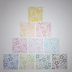 Bascettasterne Stern im Stern – 10 transparente/bunte Deko-Sterne aus Transparentpapier, 7,5cm, individuell wählbar